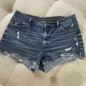 Aerie Blue Distressed Jean Shorts